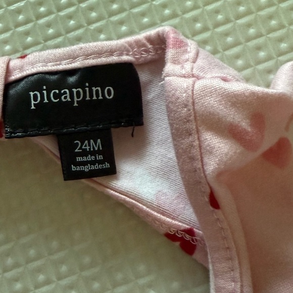 Picapino|Baby girl pink long sleeve casual dress with heart print throughout,24M - Picture 7 of 7